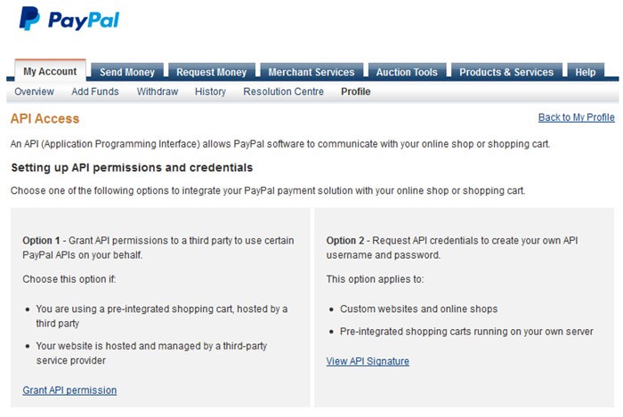 PayPal API Access
