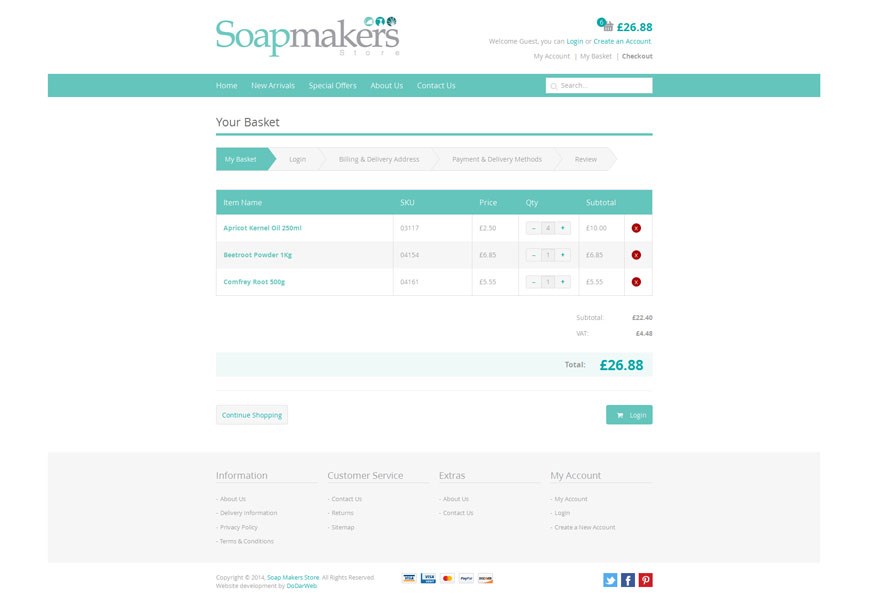 Soapmakers Store Ecommerce Basket